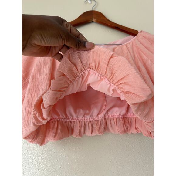 Vestique Peach Short Sleeve Cropped Bubble Top Size Small - Picture 7 of 10